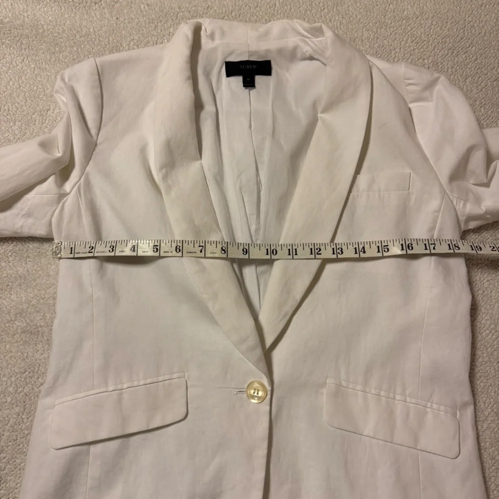 J. Crew White Unstructured Shawl Collar Cotton Linen Blazer Jacket Single-Button
